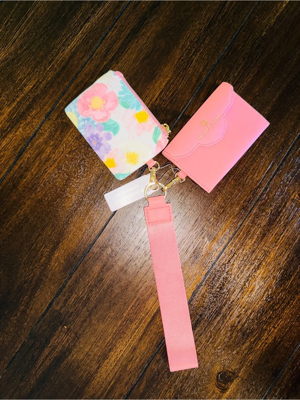 Kendra Scott Floral Dual Wallet Keychain/Wristlet - Pink/White - NWT